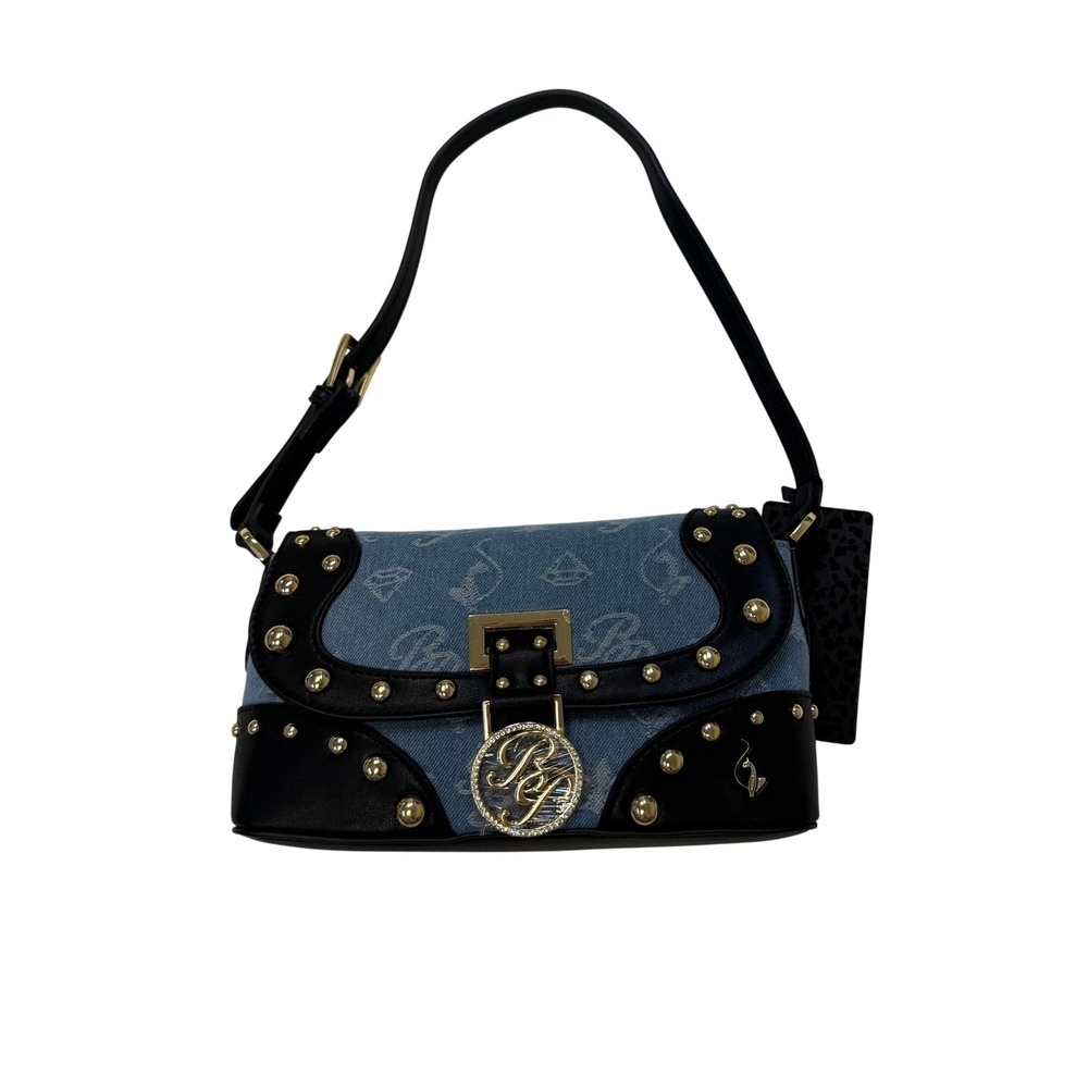 Baby Phat Denim Black Studded Shoulder Bag Y2K Monogram BPH017D-42-LDI